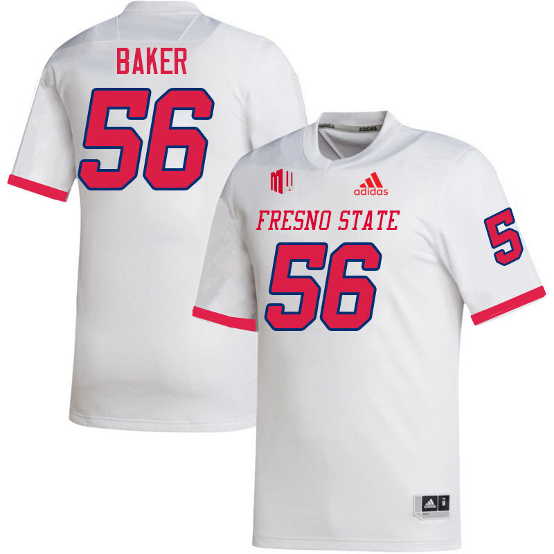 Men #56 Ben Baker Fresno State Bulldogs College Football Jerseys Stitched-White